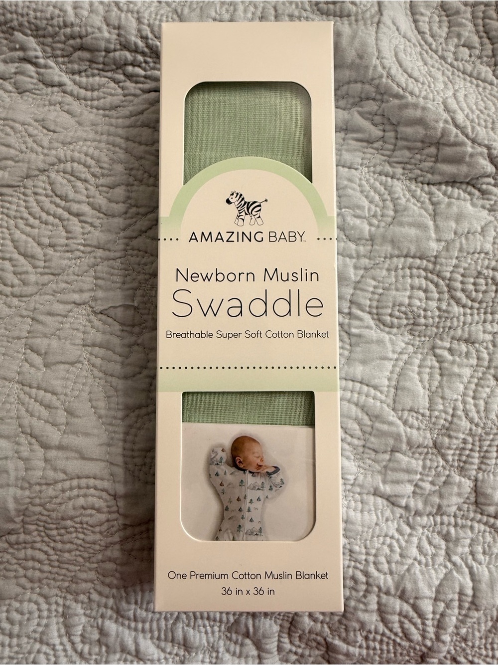 Amazing Baby Newborn Muslin Swaddle Blanket - Sage Green